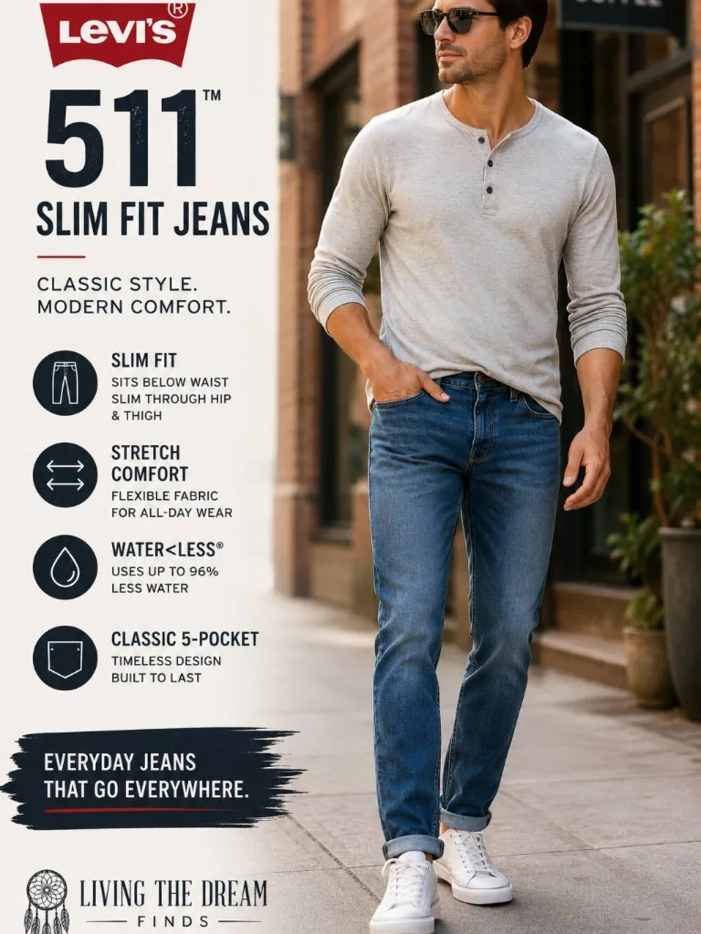 Levi's 511 Slim Fit Jeans Men's W30 L32 Blue Medium Wash Denim Stretch 511 Pants